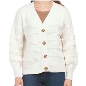 Cupcakes & cashmere button front cardigan with strip texture